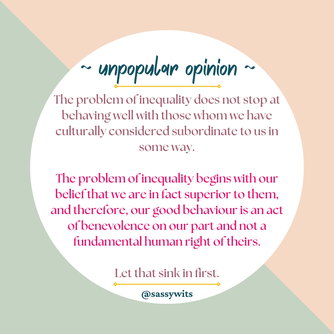 Equality – a Right NOT Charity!